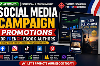 setup approved social media campaign promotions for french ebook authors website