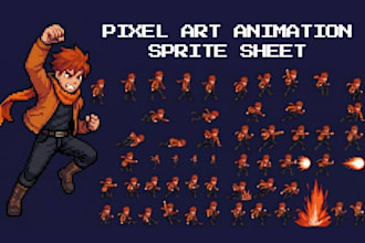create pixel art sprite sheet pixel animation rpg game asset character design