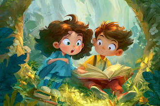 create a children story book illustrations drawing