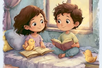 draw a children story book cover drawing
