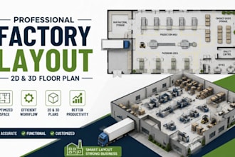 create a professional 2d 3d factory layout floor plan for your business