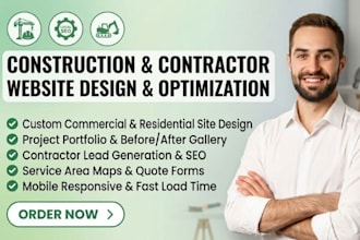 design construction, contractor, roofing, or handyman website
