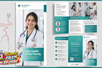 design medical healthcare brochure, flyer and clinic marketing materials