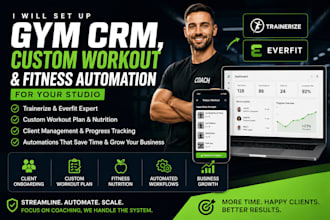 set up gym CRM, custom workout and fitness automation for your studio