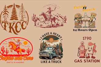 design custom  retro vintage logo or mascot illustration