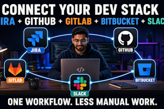 integrate jira github bitbucket gitlab slack for dev teams