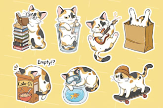 draw cute custom stickers, chibi characters and emotes