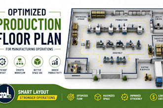 create an optimized production floor plan for manufacturing operations