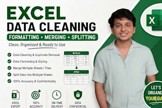 clean, format , merge, split excel data