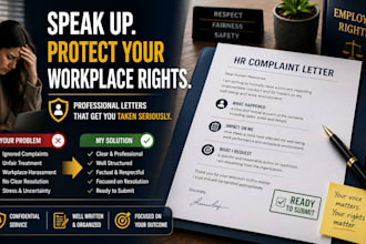 write HR complaint, employee grievance and workplace harassment letters fast