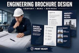 design engineering company brochure, restaurant menu, generic business brochure