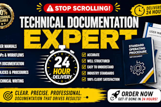 write technical documentation, sops, resumes, API docs and user guides
