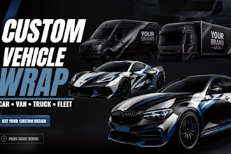 design professional vehicle wrap, van wrap, truck wrap, car, fleeting branding