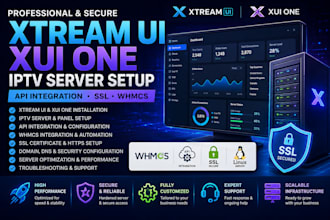 setup xtream ui, xui one, iptv server, server setup, api integration, ssl, whmcs