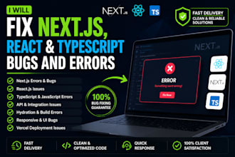 fix next js react and typescript bugs and errors