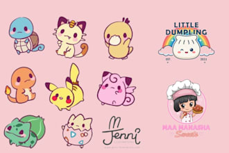 create cute cartoon kawaii logo design for vtuber