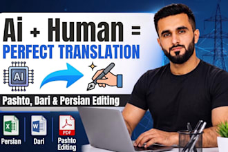 edit and fix ai translated persian, dari and pashto text mtpe