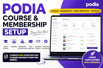 set up podia courses, webinars, email marketing and membership subscriptions