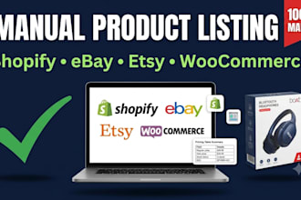 product listings on shopify, ebay, etsy and woocommerce