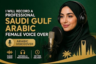 record a professional saudi gulf arabic female voice over, arabic voiceover