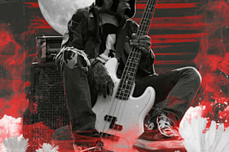 do a unique pop rock, punk, metal album cover art