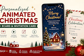 design a personalized animated christmas ecard and invitation card