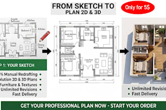 create a professional 2d floor plan from a sketch