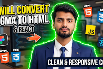 convert figma, PSD, or xd to responsive HTML CSS or react
