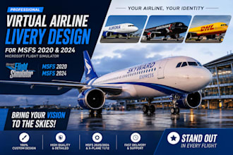 create msfs 2020 and 2024 virtual airline livery for microsoft flight simulator