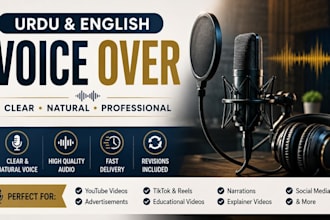 record a professional urdu and english voice over