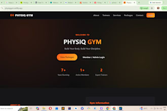 a complete gym management website with member login and admin dashboard