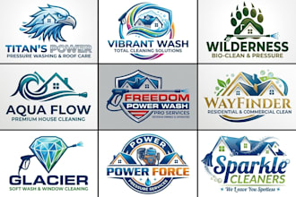 do awesome pressure washing cleaning and power washing logo for you