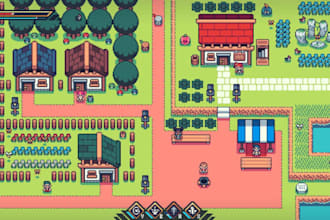draw pixel tileset 2d sprite sheet game pixel tilemap top down environment