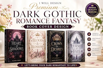design premium dark gothic romance fantasy book cover,  kdp  cover design