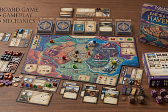 design board game, card game, tabletop game, and rulebook