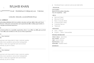 create an ats friendly  professional  resume CV