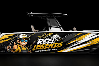 do high level boat wrap design, yacht wrap design in 24 hours