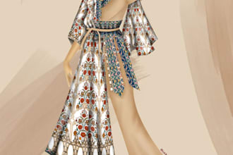 render professional digital fashion illustrations