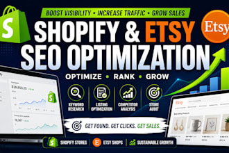 optimize shopify store marketing, etsy promotion, etsy SEO for traffic and sales