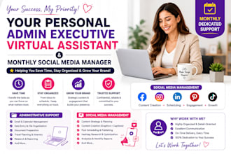 be your personal administrative virtualassistant and monthly socialmedia manager
