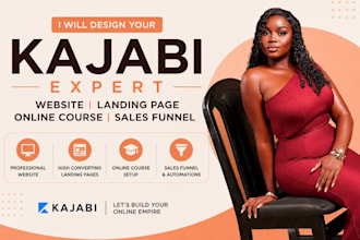 kajabi website landing page and online course