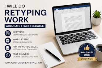 retype scanned documents, images and handwritten notes