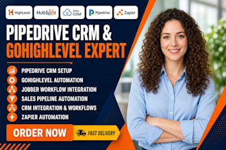 setup pipedrive CRM gohighlevel, jobber  integration and sales automation