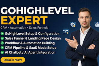 build gohighlevel sales funnel, setup website, create ghl automations