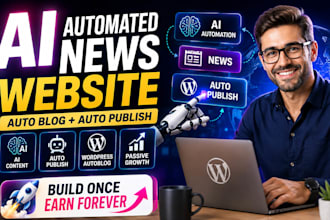 build ai automated news website, wordpress autoblog, ai chatbot, ai agent, rss