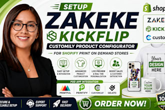 setup shopify zakeke kickflip customily product configurator for print on demand