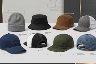 create cap tech packs, hats, beanies and custom headwear for manufacturing