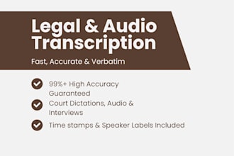 transcribe legal audio, court dictations, and interviews accurately