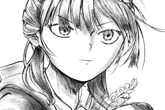 draw a character art commission in anime manga style