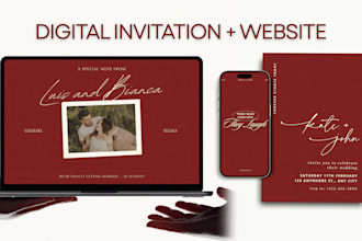 design digital wedding invitation, save the date, rsvp and wedding website